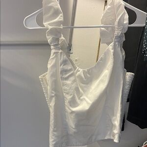 Abercrombie & Fitch White Ruched Strap Tank Top